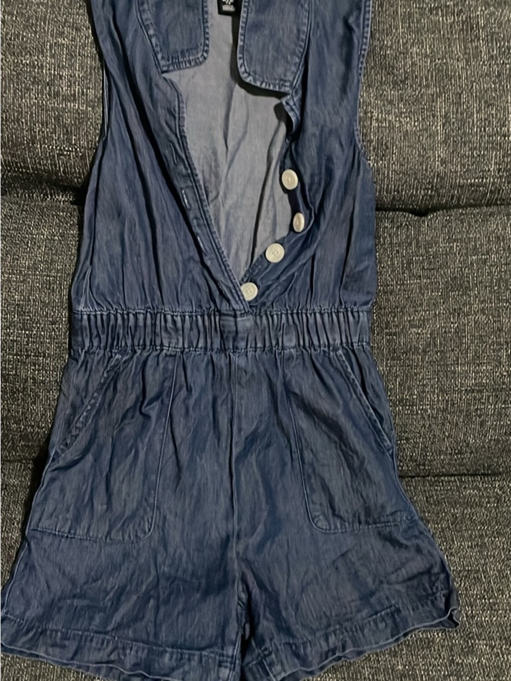 Girls 7/8 Joe Fresh Navy Blue Button-Front Romper
